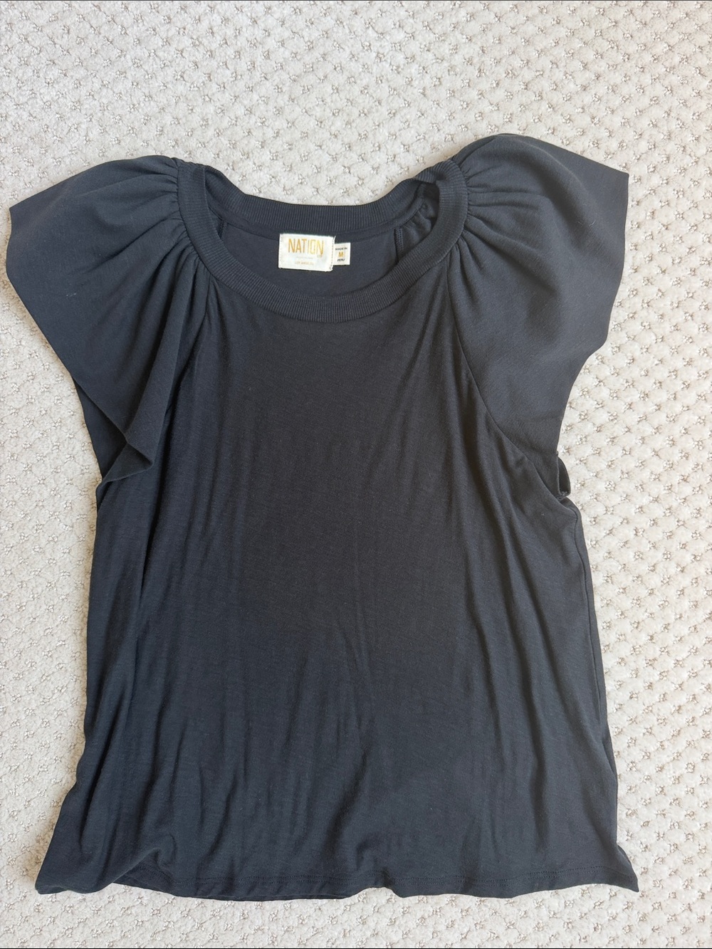 Nation Flutter Sleeve Top in Black